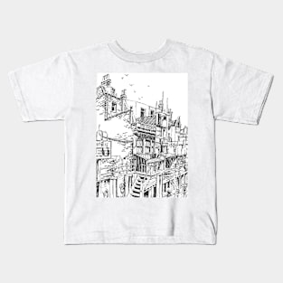 SKETCH OF BUILD8NGS ON LIMEHOUSE REACH RIVER THAMES Kids T-Shirt